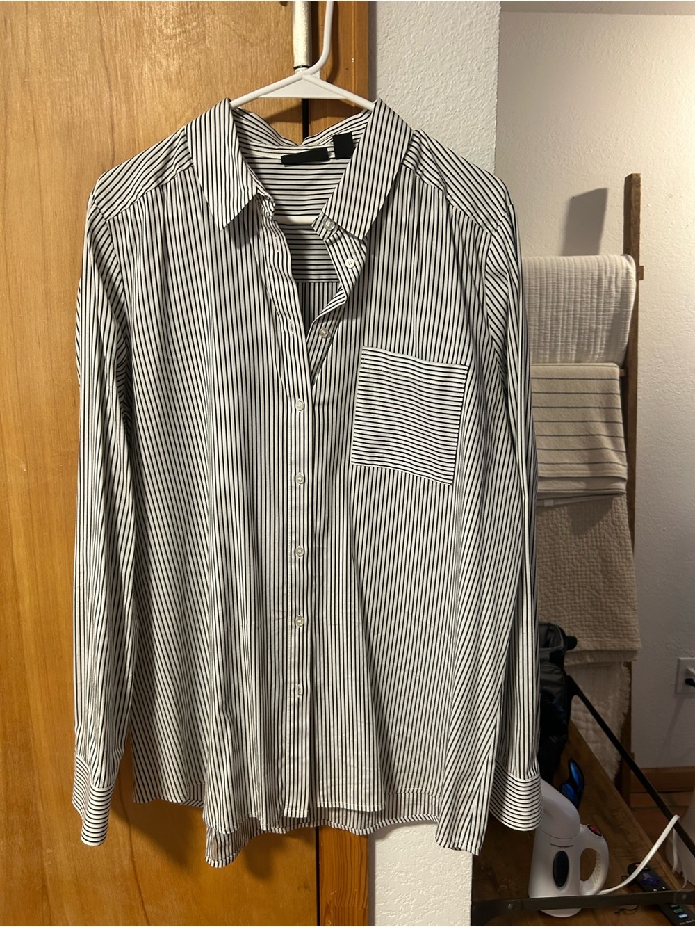 Halogen Black and White Striped Button-Up Shirt